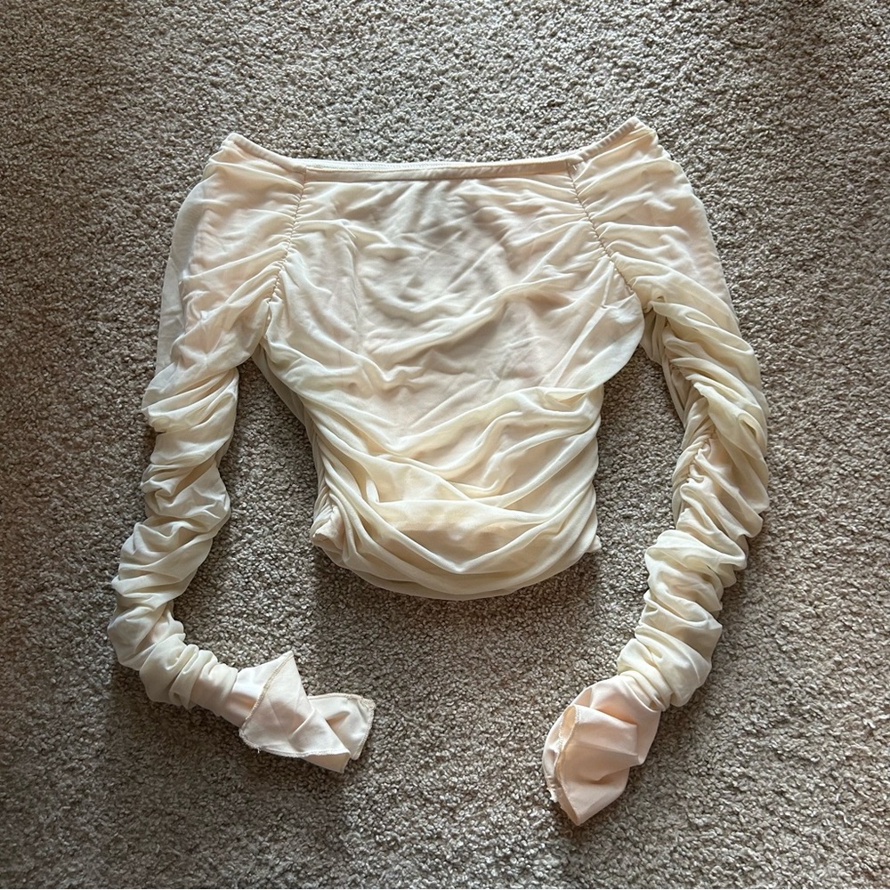Princess Polly Cream Ruched Blouse